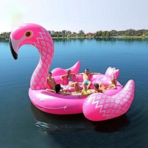 6 7 Person Inflatable Giant Pink Flamingo Pool Float Large Lake Island Water Toys Fun Raft
