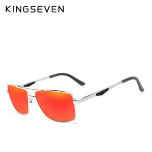 KINGSEVEN Brand Stainless Steel Men's Rectangle Sun Glasses Mirror Lens Polarized Oculos Eyewear Accessories Sunglasses For Men - 2
