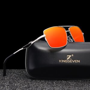 KINGSEVEN Brand Stainless Steel Men's Rectangle Sun Glasses Mirror Lens Polarized Oculos Eyewear Accessories Sunglasses For Men