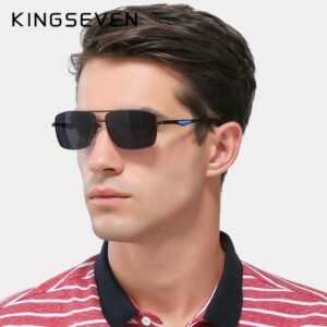 KINGSEVEN Brand Design Polarized Sunglasses Men Shades Male Vintage Sun Glasses For Men Spuare Mirror Summer UV400 Oculos - 2