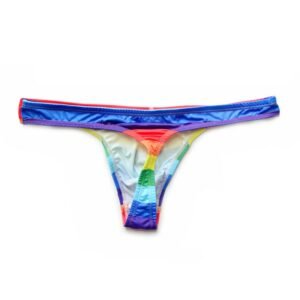 Rainbow Color Mini Briefs Mens Thong Swimwear Super Sexy Gay Swim Underwear Tanga Pouch Bikini Swimsuit T-back Panties - 2