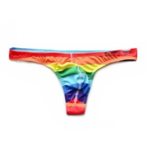Rainbow Color Mini Briefs Mens Thong Swimwear Super Sexy Gay Swim Underwear Tanga Pouch Bikini Swimsuit T-back Panties